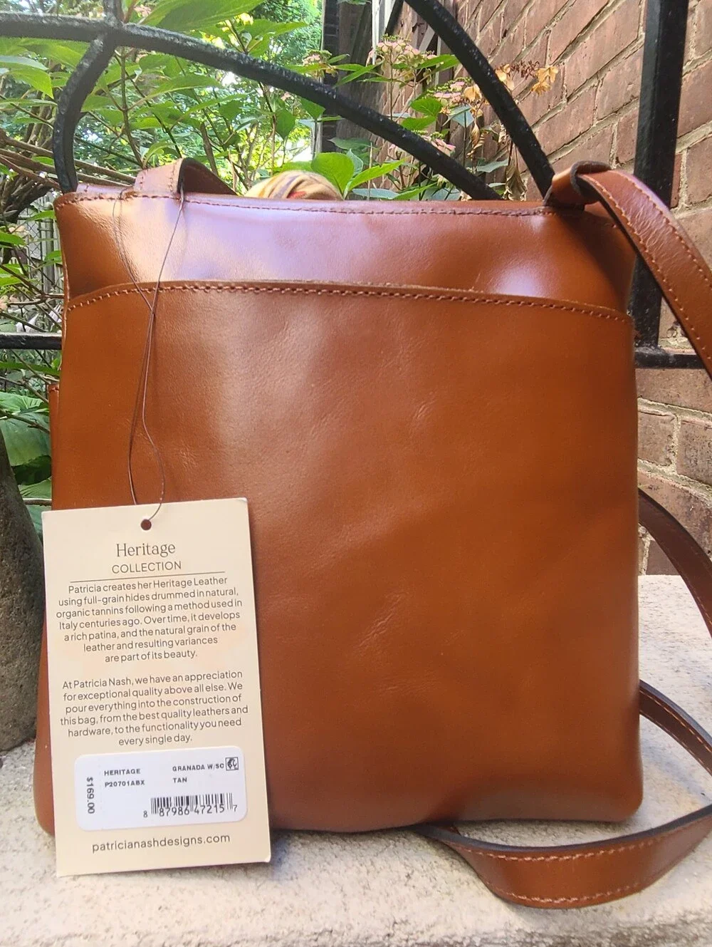 Patricia Nash Granada Crossbody  Bag Tan Cognac w/Scarf Accent NWT